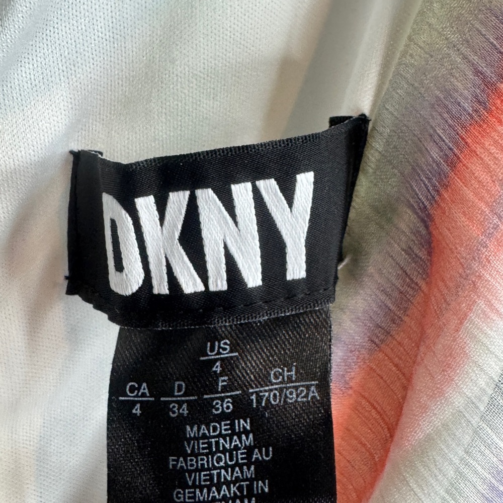 Dkny Blue and Pink Faux-Wrap Sundress Medium (#246) - Picture 7 of 11